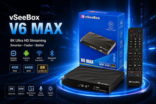 vSeeBox V6 Max 2026 Full Overview: Android 14 8K TV Box with Split-Screen Multitasking & Voice Remote Experience
